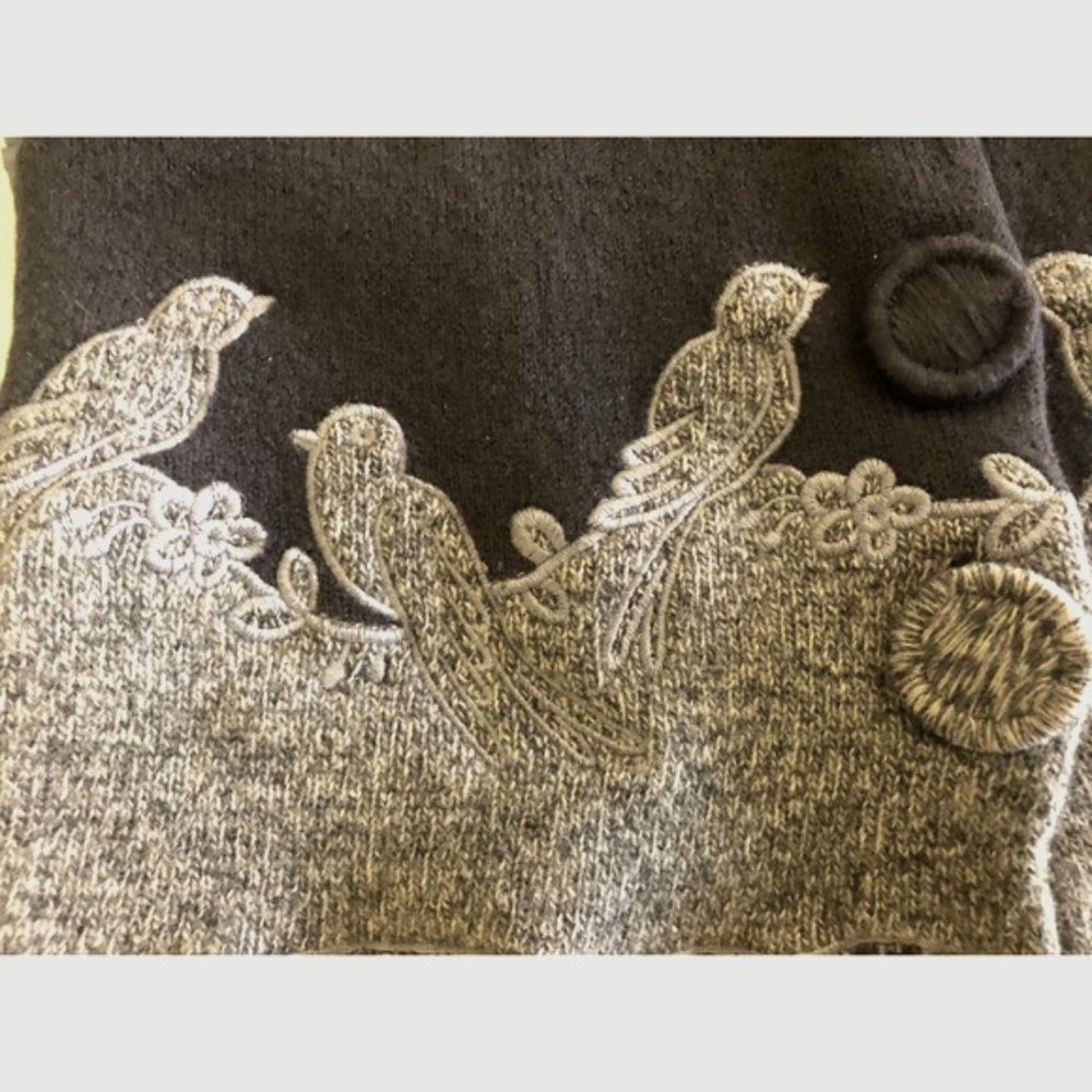 Anthropologie Birds Short Sleeve Cropped Cardigan